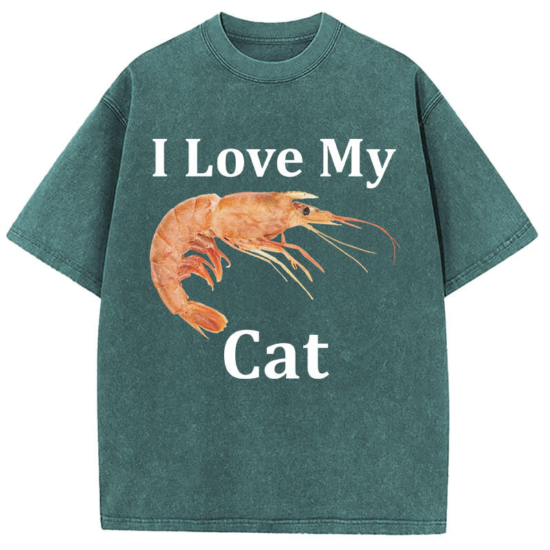Tokyocanvas I Heart My Cat (Shrimp)  Washed T-Shirt