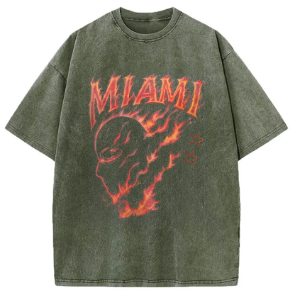 Tokyocanvas Miami Flame Ninja Washed T-Shirt