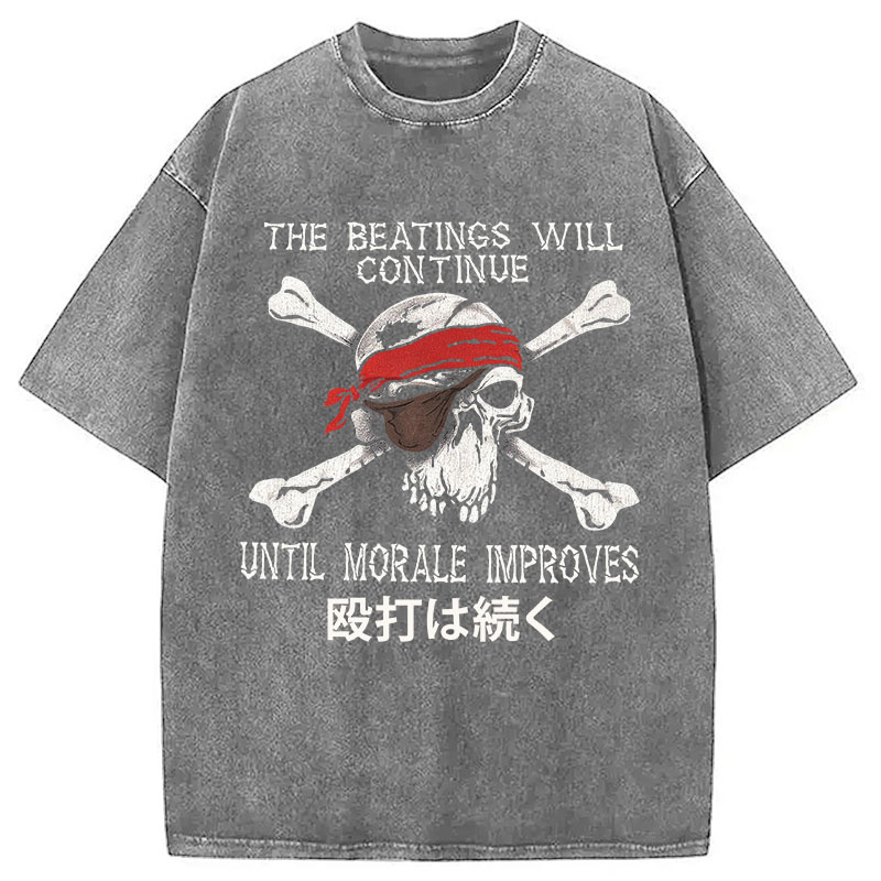 Tokyocanvas Beatings Will Continue Pirate Washed T-Shirt