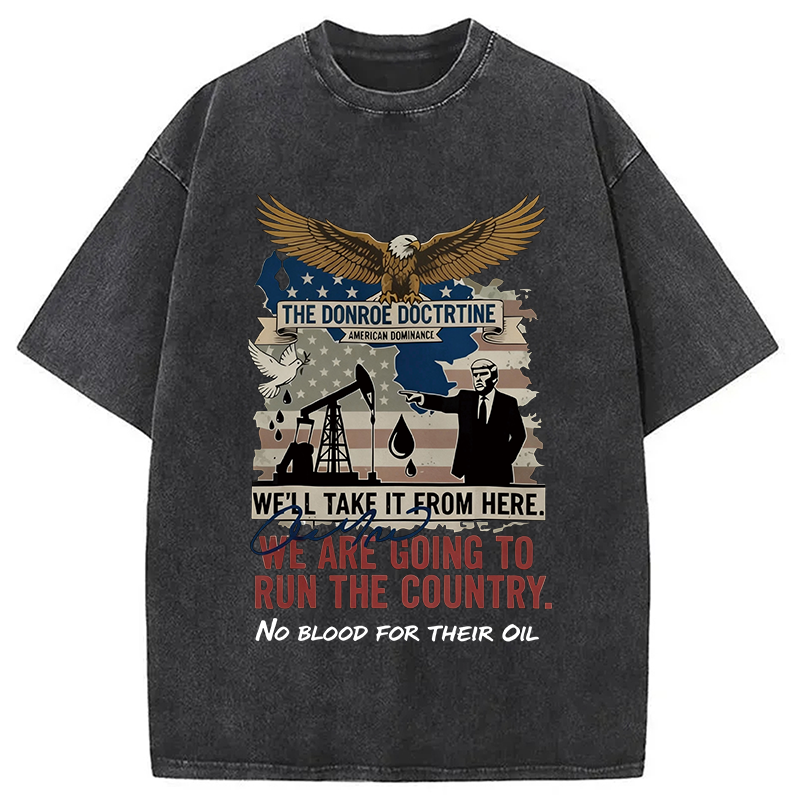 Tokyocanvas Donroe Doctrine Meme Washed T-Shirt