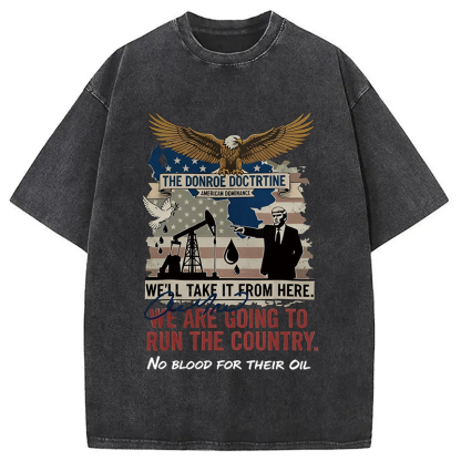 Tokyocanvas Donroe Doctrine Meme Washed T-Shirt