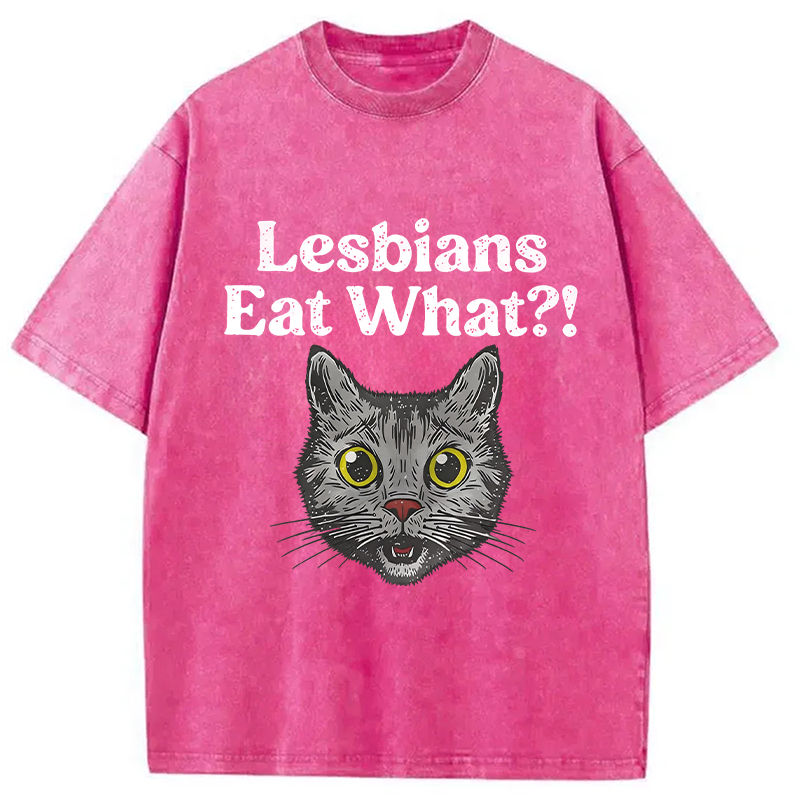 Tokyocanvas Lesbians Eat What Cat Washed T-Shirt