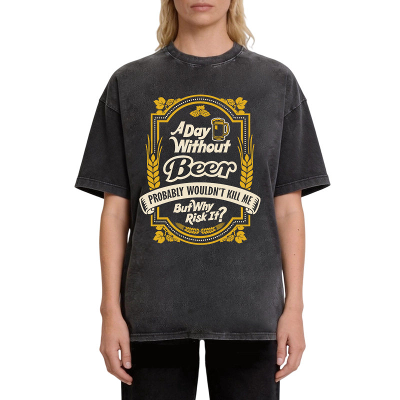 Tokyocanvas A Day Without Beer? Washed T-Shirt