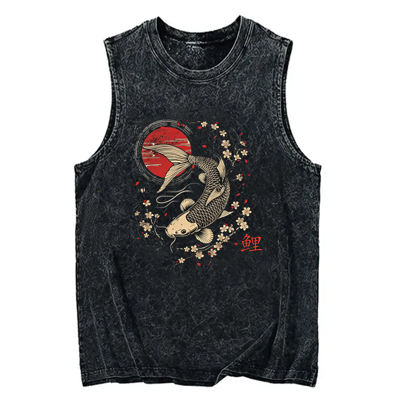 Tokyocanvas Kersenbloesem Koi Karper Washed Tank