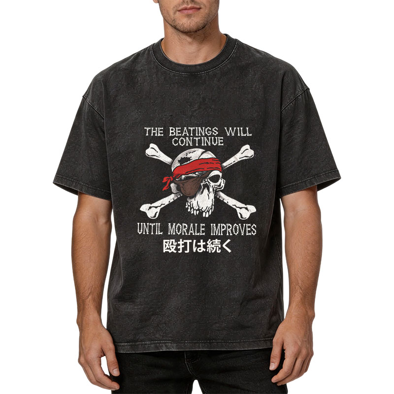 Tokyocanvas Beatings Will Continue Pirate Washed T-Shirt