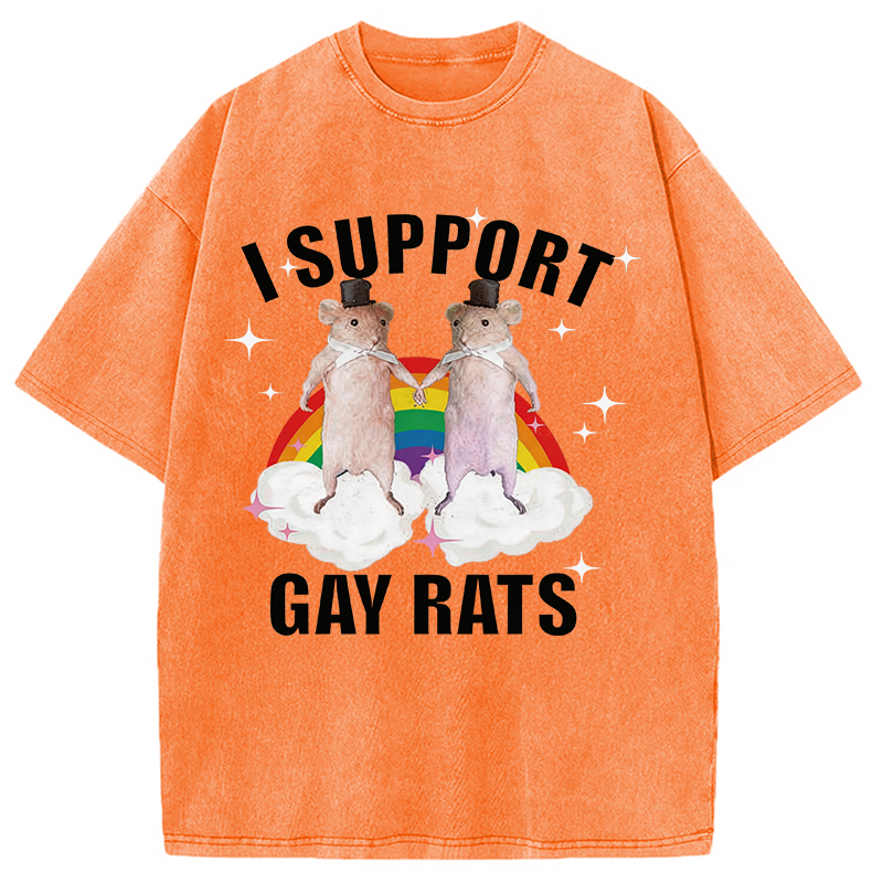 Tokyocanvas Support Gay Rats Washed T-Shirt