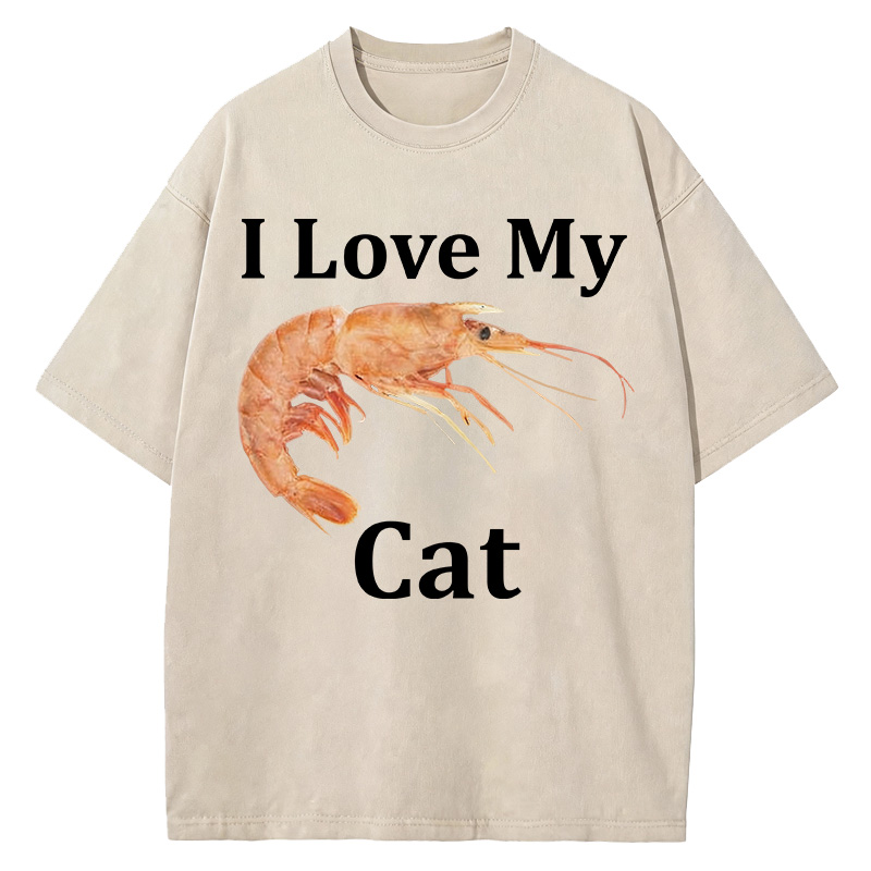 Tokyocanvas I Heart My Cat (Shrimp)  Washed T-Shirt