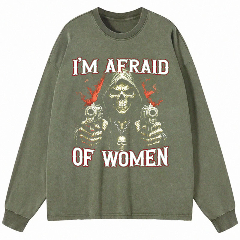 Tokyocanvas I'm Afraid Of Women Long Sleeve Washed T-Shirt