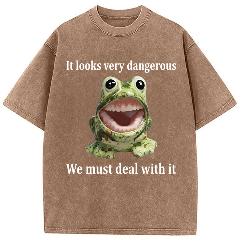 Tokyocanvas It Looks Very Dangerous Frog Washed T-Shirt