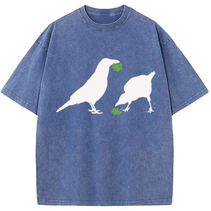 Tokyocanvas Green Shamrock Crows Washed T-Shirt