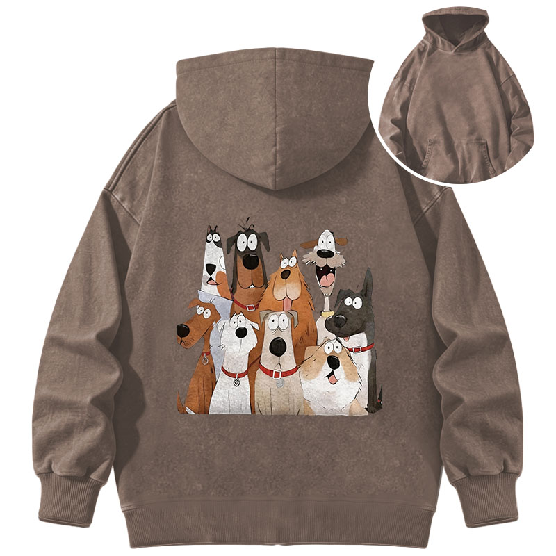 Tokyocanvas Funny Cute Dog Art Print Washed Hoodie