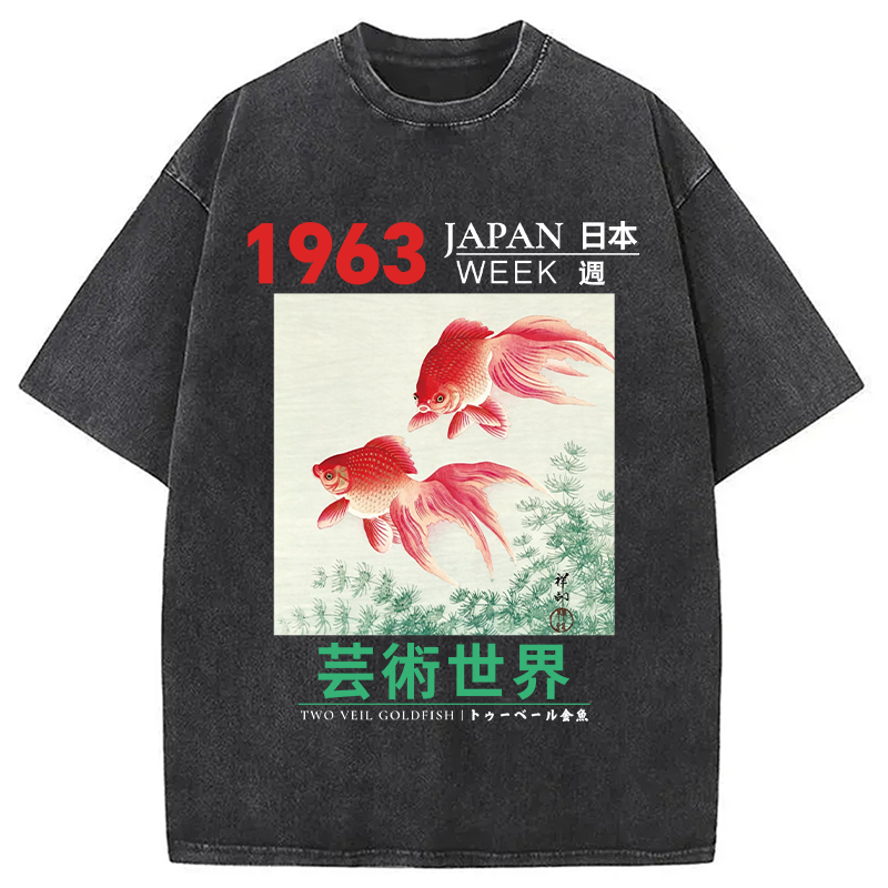 Tokyocanvas Two Veil Goldfish Washed T-Shirt