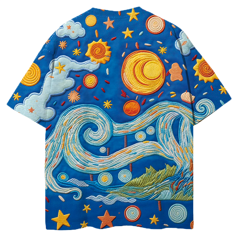 Tokyocanvas Cartoon Starry Night Graphic Print T-shirt