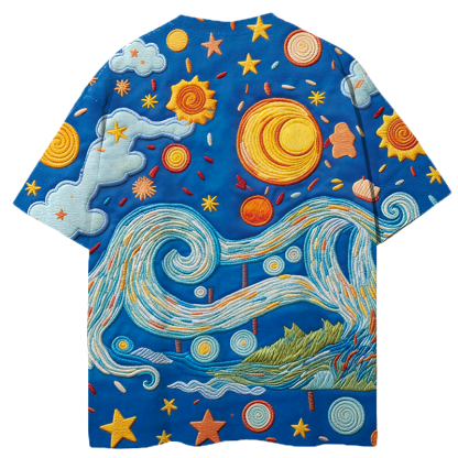 Tokyocanvas Cartoon Starry Night Graphic Print T-shirt