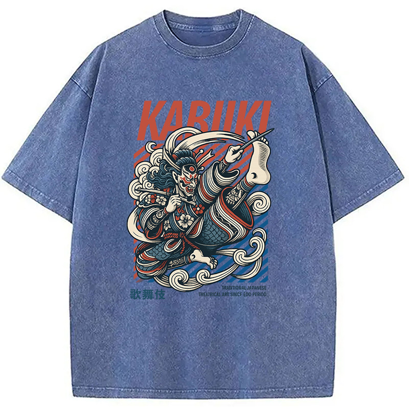 Tokyocanvas Kabuki Japanese Art Washed T-Shirt
