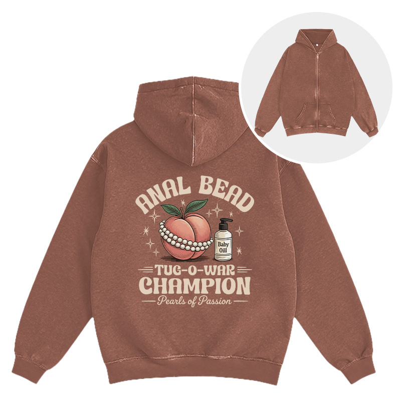 Tokyocanvas Anal Bead Tug-of-War Champion Washed Zip Hoodie