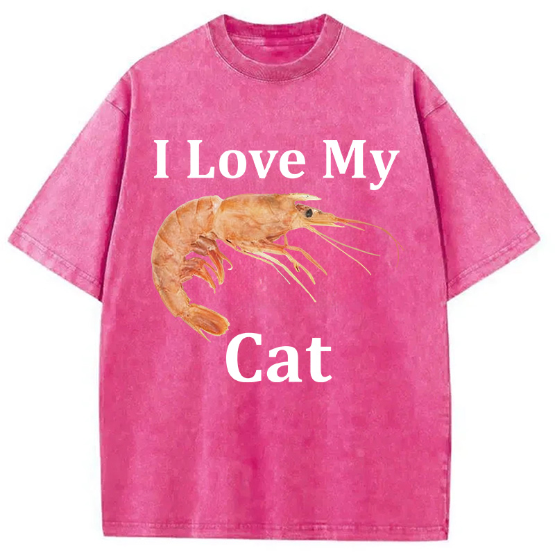 Tokyocanvas I Heart My Cat (Shrimp)  Washed T-Shirt