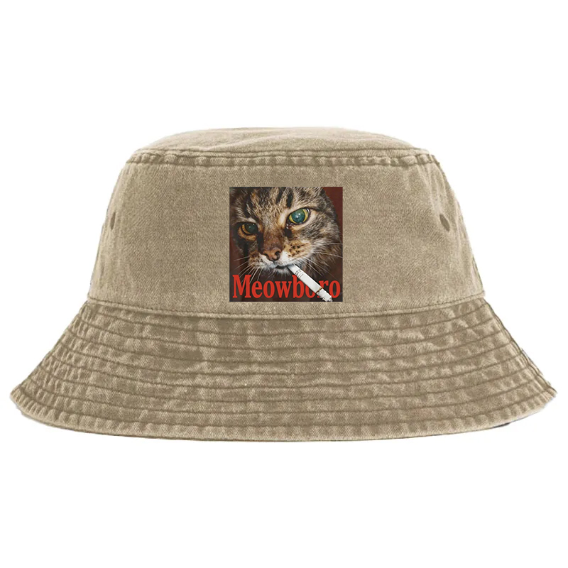 Tokyocanvas Funny Smoking Cat Meme Washed Bucket Hat