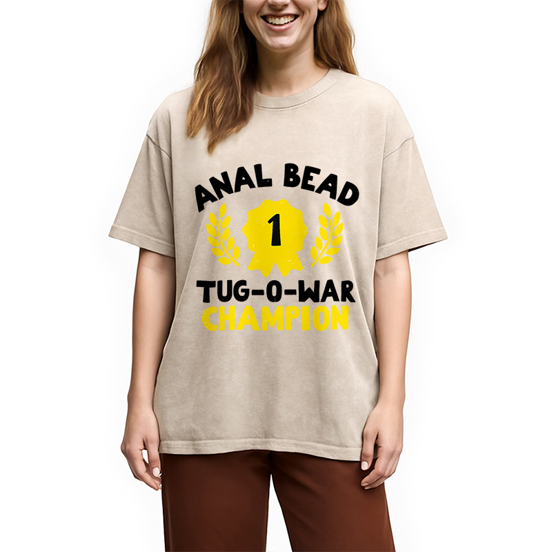 Tokyocanvas Bead Tug O War Champion Funny Washed T-Shirt