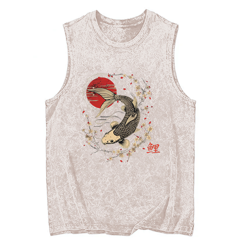 Tokyocanvas Kersenbloesem Koi Karper Washed Tank