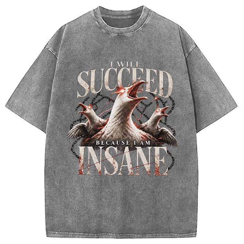 Tokyocanvas I Will Succeed Because I Am Insane Washed T-Shirt