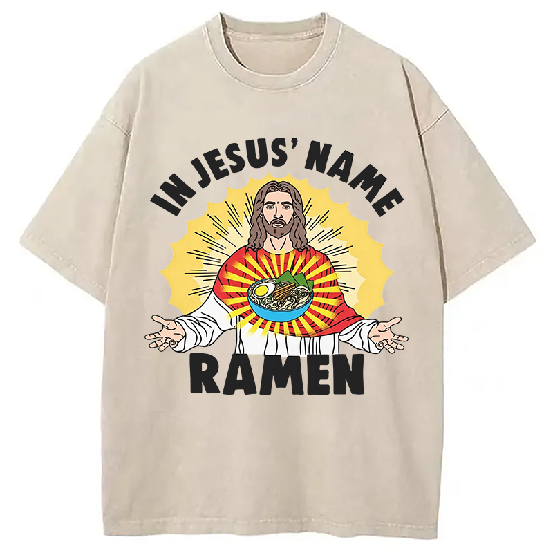 Tokyocanvas In Jesus' Name Ramen Washed T-Shirt