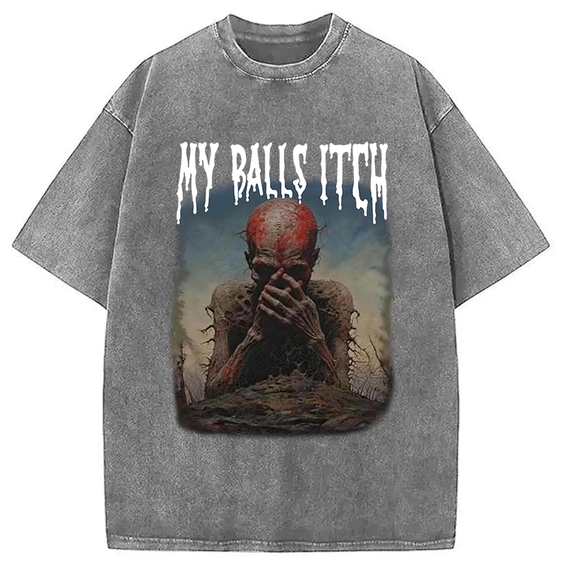 Tokyocanvas My Balls Inch Thinking Skeleton Washed T-Shirt