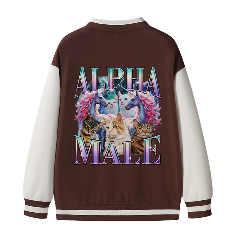 Tokyocanvas Alpha Male Unicorn Cat Varsity Jacket