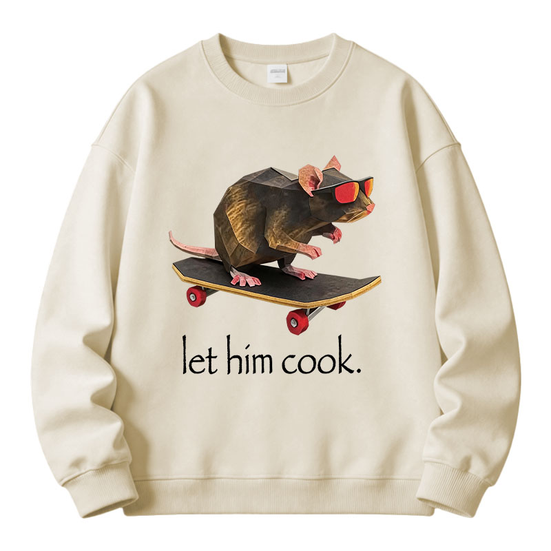 Tokyocanvas Rat Skateboard Cook Fleece Lined Sweatshirt