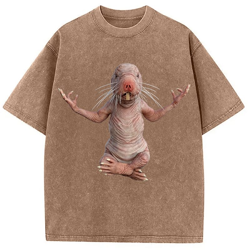 Tokyocanvas Funny Naked Mole-Rat Washed T-Shirt