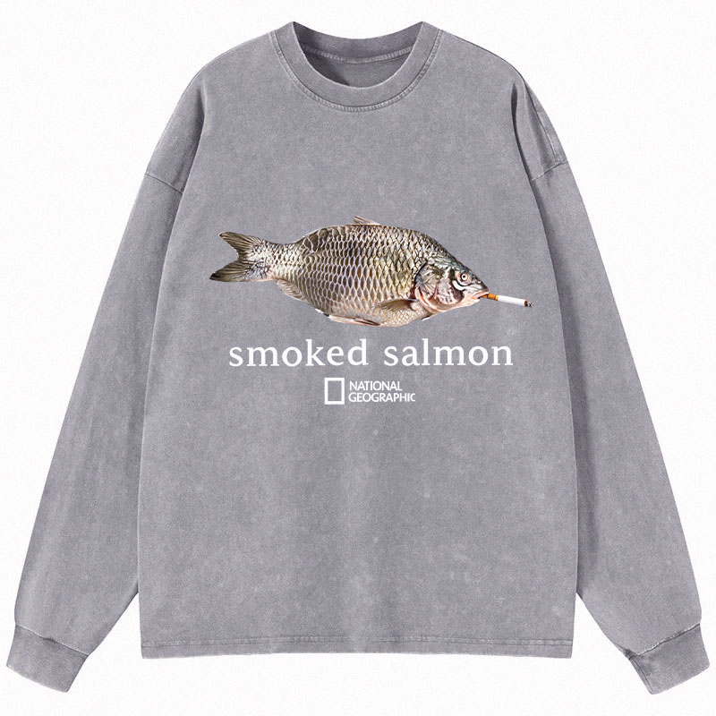 Tokyocanvas Smoked Salmon Long Sleeve Washed T-Shirt