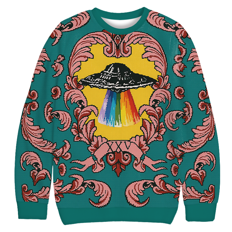 Tokyocanvas Rainbow Alien Casual Ugly Sweatshirt