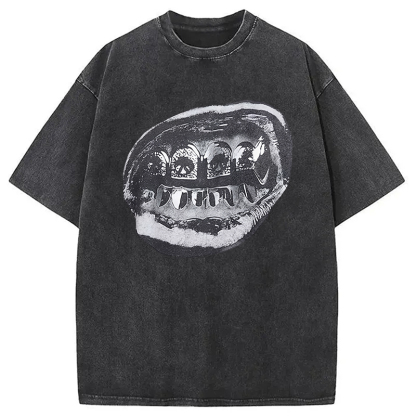 Tokyocanvas Foil Diamonds Lips Washed T-Shirt