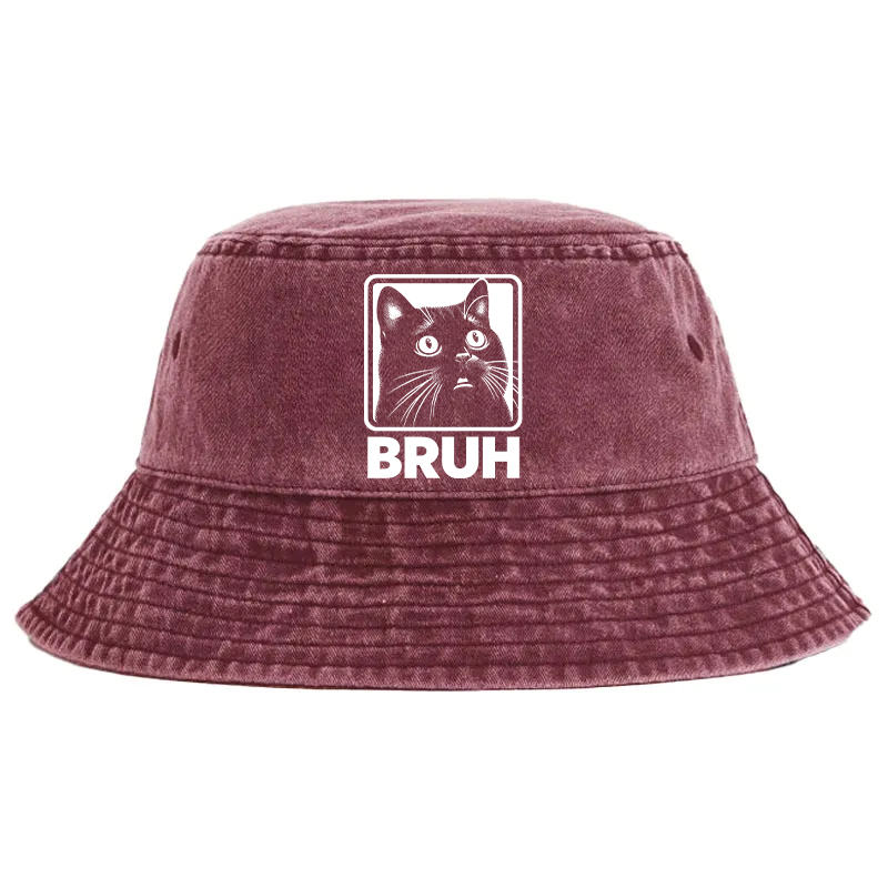 Tokyocanvas BRUH Cat Washed Bucket Hat