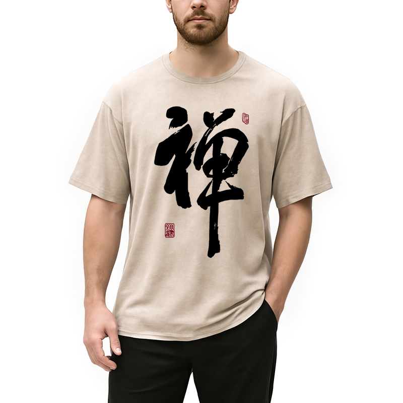 Tokyocanvas Japanese Zen Kanji Washed T-Shirt