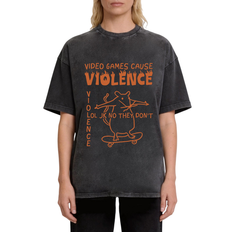 Tokyocanvas Video Games Cause Violence Washed T-Shirt