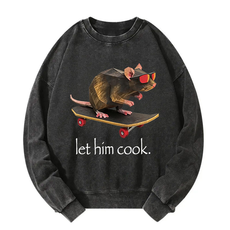 Tokyocanvas Rat Skateboard Cook Washed Sweatshirt