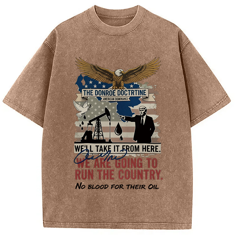 Tokyocanvas Donroe Doctrine Meme Washed T-Shirt