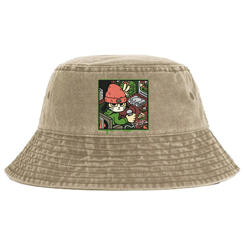 Tokyocanvas Rapper Cat Washed Bucket Hat