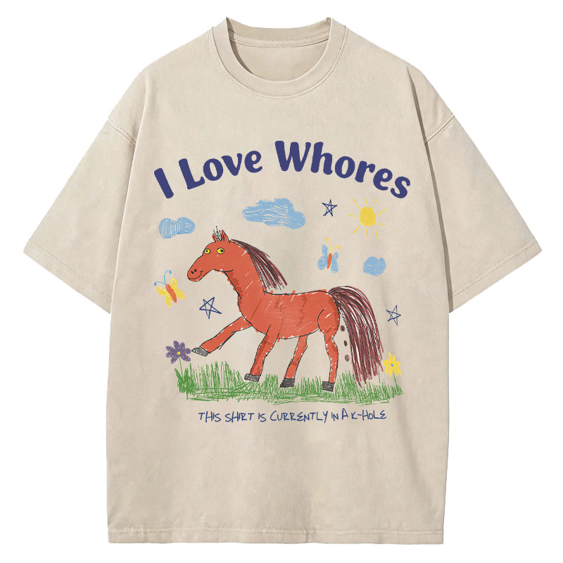 Tokyocanvas I Love Whores Meme Washed T-Shirt