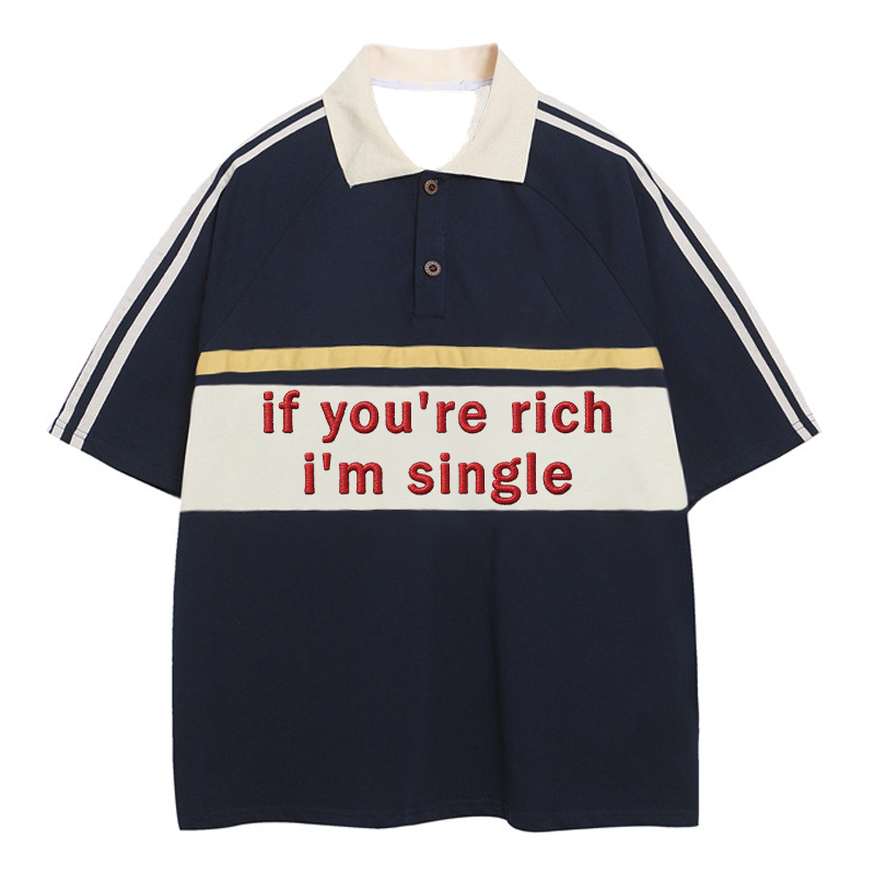 Tokyocanvas I'm Single Polo Embroidered T-Shirt