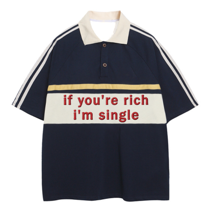 Tokyocanvas I'm Single Polo Embroidered T-Shirt