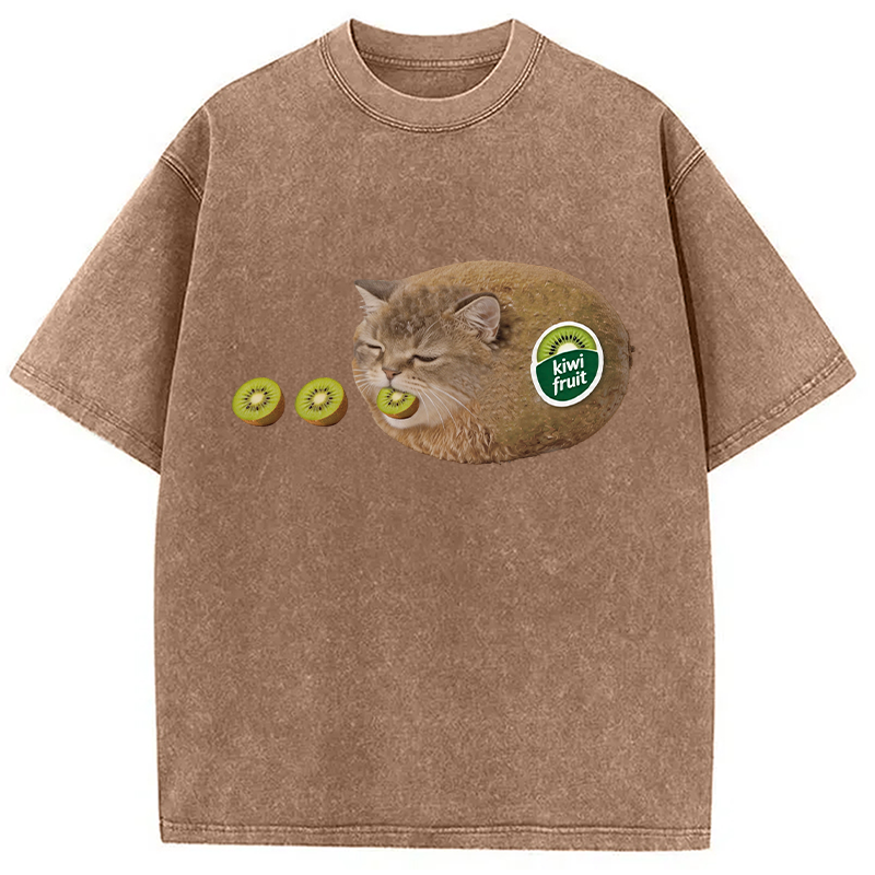 Tokyocanvas The Cat That Vomits Kiwis Washed T-Shirt