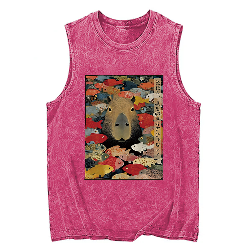 Tokyocanvas Am I Too Lovable Capybara Washed Tank