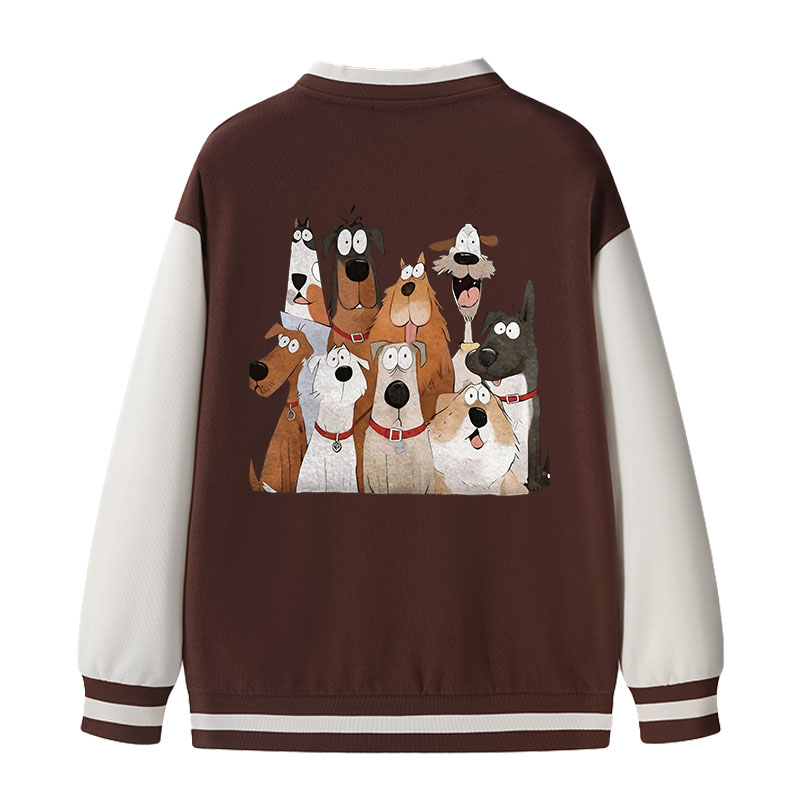 Tokyocanvas Funny Cute Dog Art Print Varsity Jacket