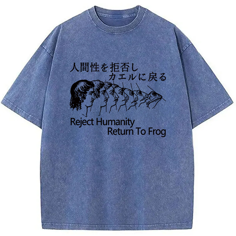 Tokyocanvas Reject Humanity Return To Frog Washed T-Shirt