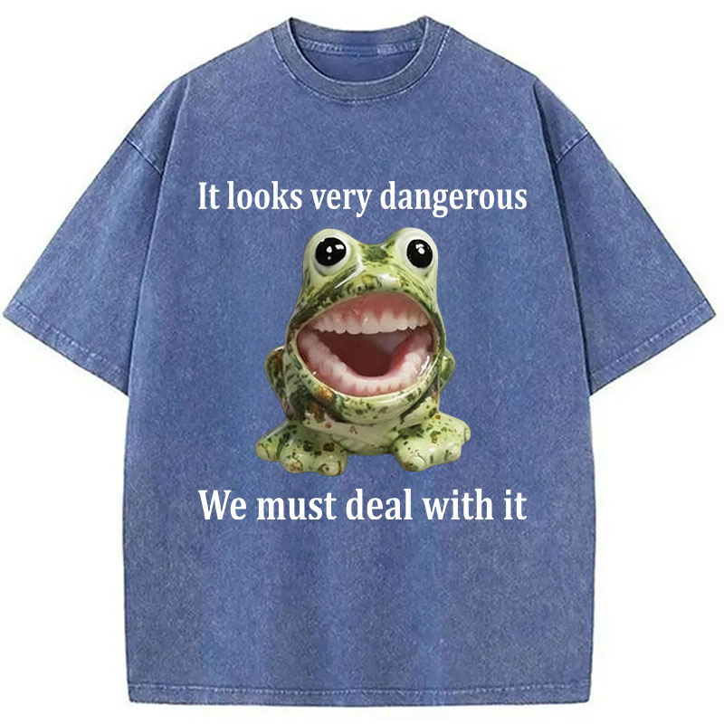 Tokyocanvas It Looks Very Dangerous Frog Washed T-Shirt