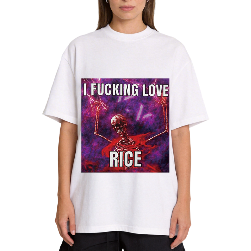 Tokyocanvas I F*cking Love Rice Funny Skeleton Meme Classic T-Shirt