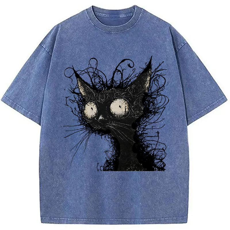 Tokyocanvas Crazy Cat Art Washed T-Shirt