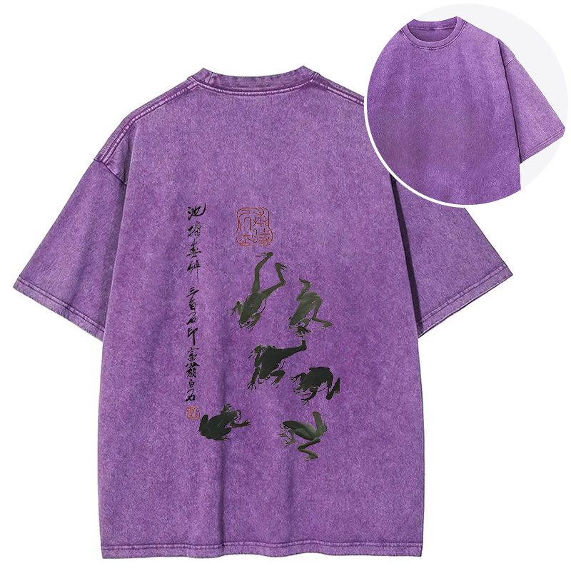 Tokyocanvas Retro Japan Frog Back Washed T-Shirt